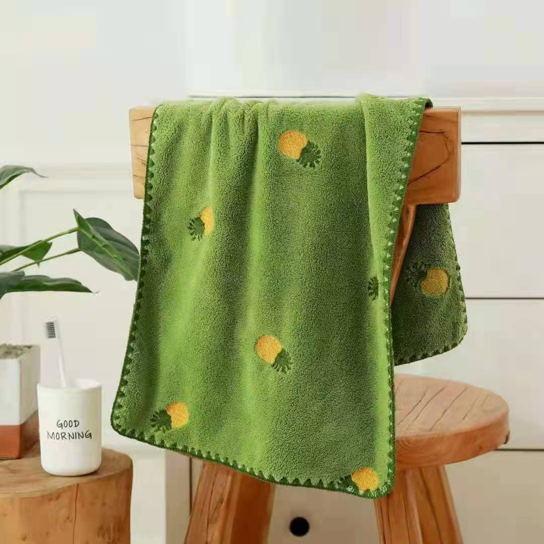 Cute Soft Face Towels Household Bathroom Absorbent Superfine Fiber Washcloth Couple Shower Hair Quick-drying 35x75cm Toalla New 35x75cm&1pc green