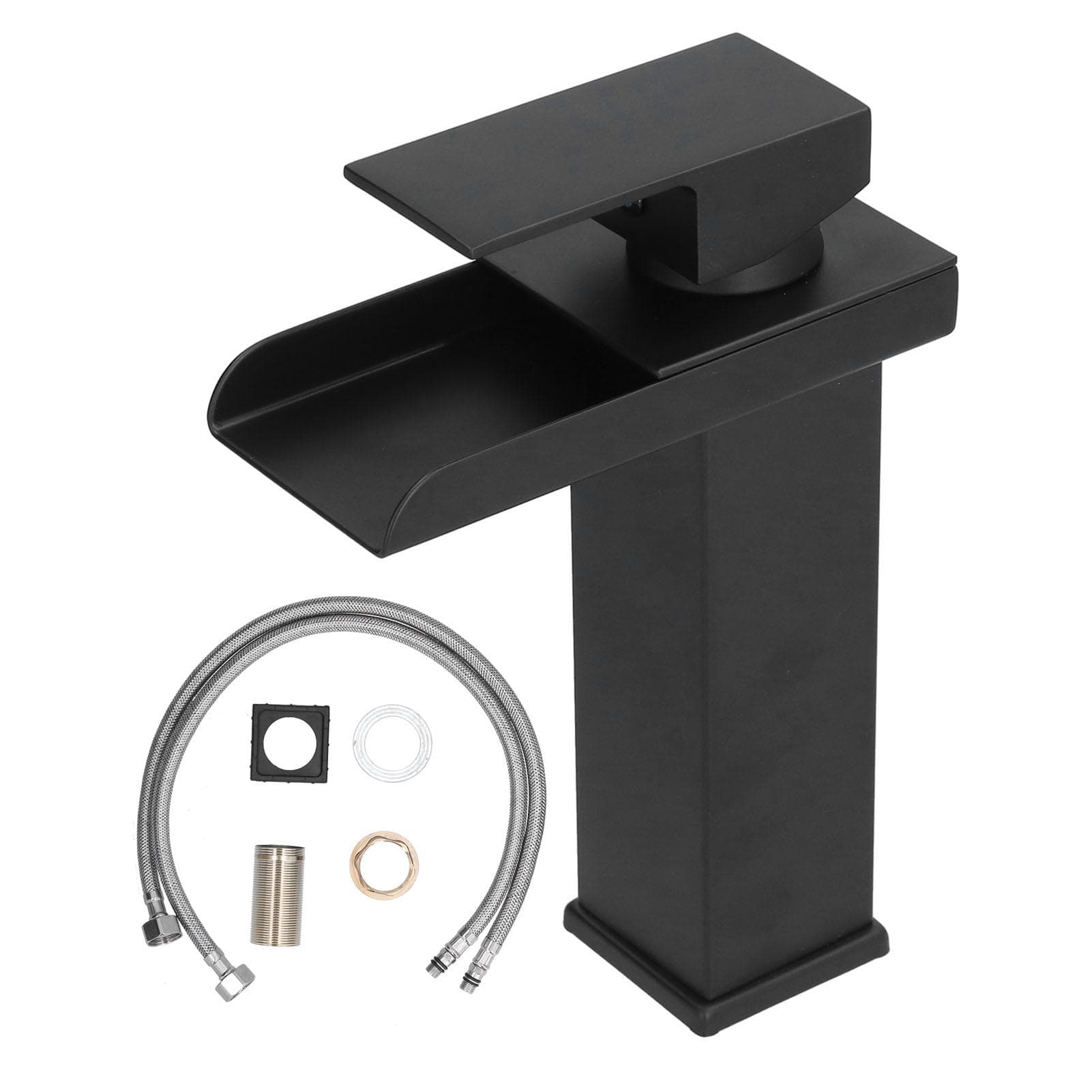G1/2 Cold Hot Mixer Water Tap Black Faucet with Long Handle for Bathroom Hotel Homestay