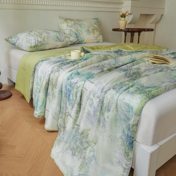 Blue Quilt for Summer Cooling Patchwork Bedspread for Beds Single/Queen Summer Blankets /Duvet without pillowcase 150x200cm 1pc