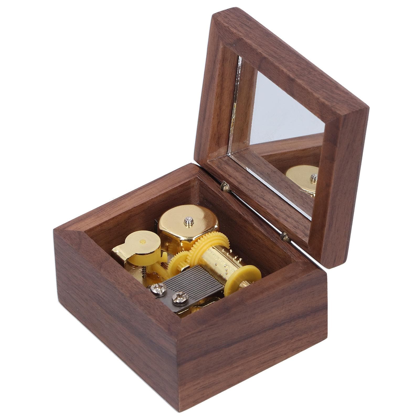 Walnut Wood Music Box Clockwork Musical Box Wooden Handicraft Gift for Valentine s Day Birthday