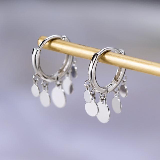 Anenjery Ins Round Disc Tassel Earrings For Women Earrings oorbellen pendientes Gift silver