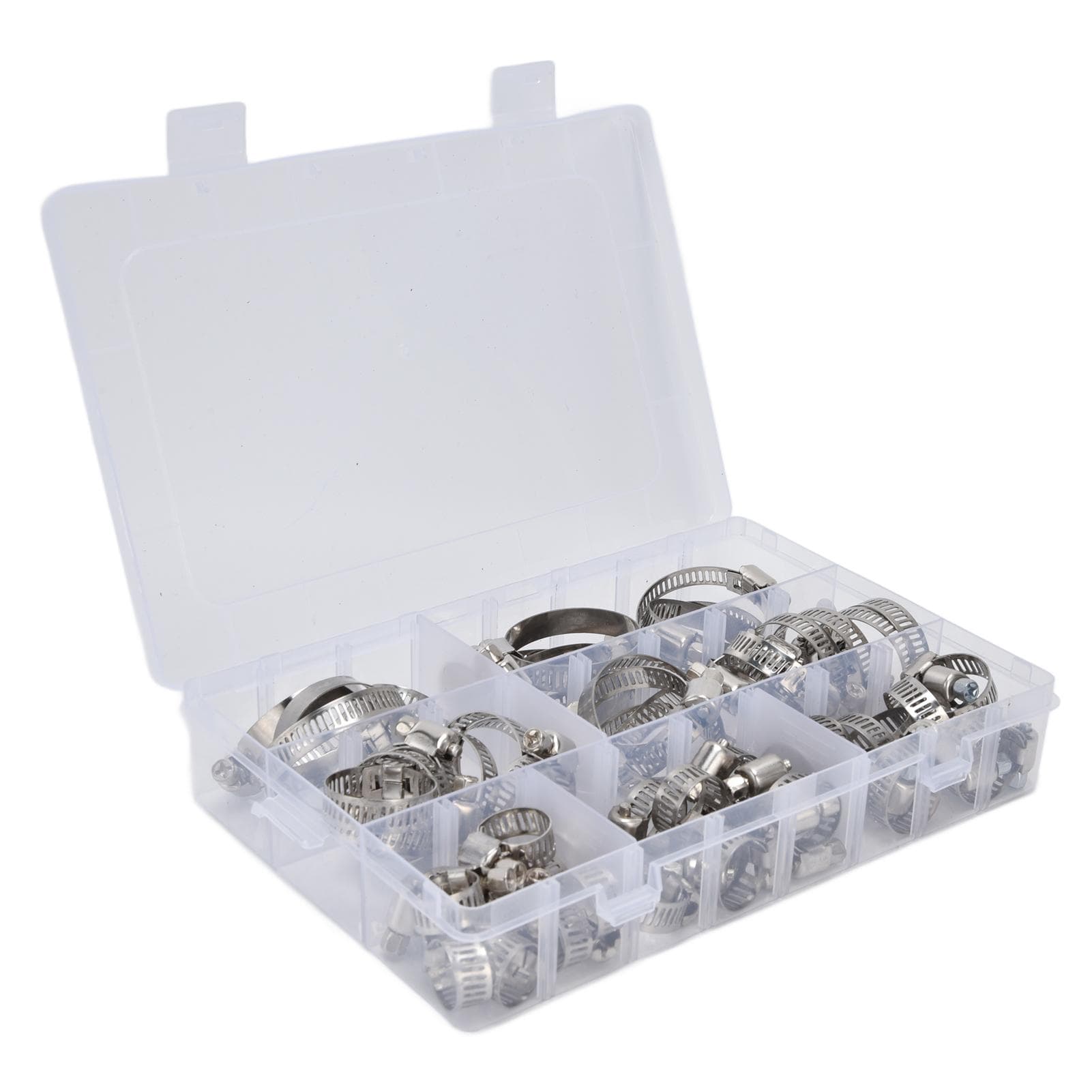 60Pcs Hose Clamp Stainless Steel Adjustable American Type Industrial Tube Clips Set FS090001