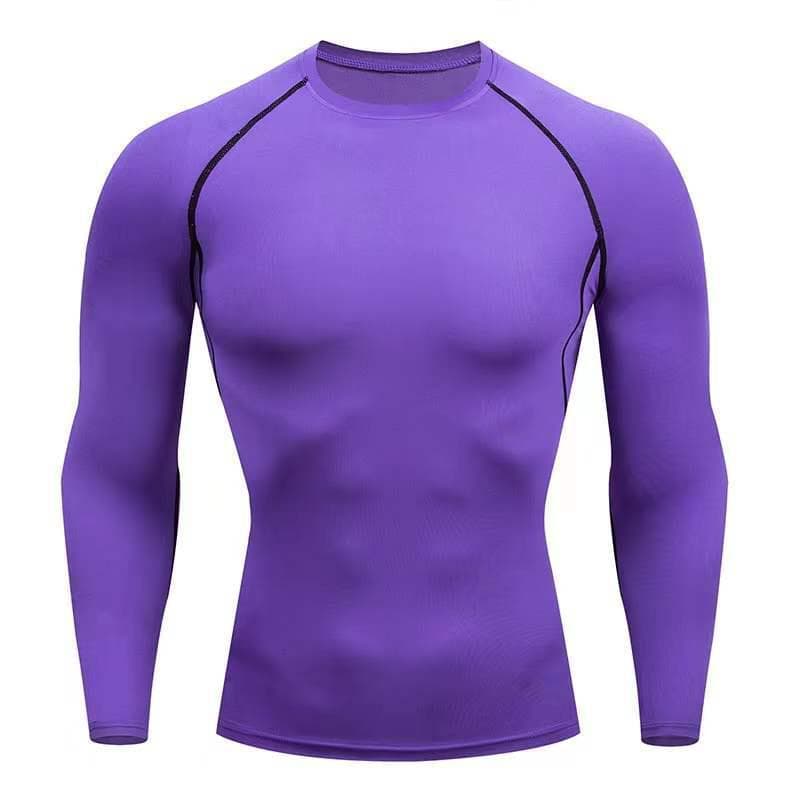 Men's Quick-Dry Compression Long Sleeve Athletic Shirt M purple