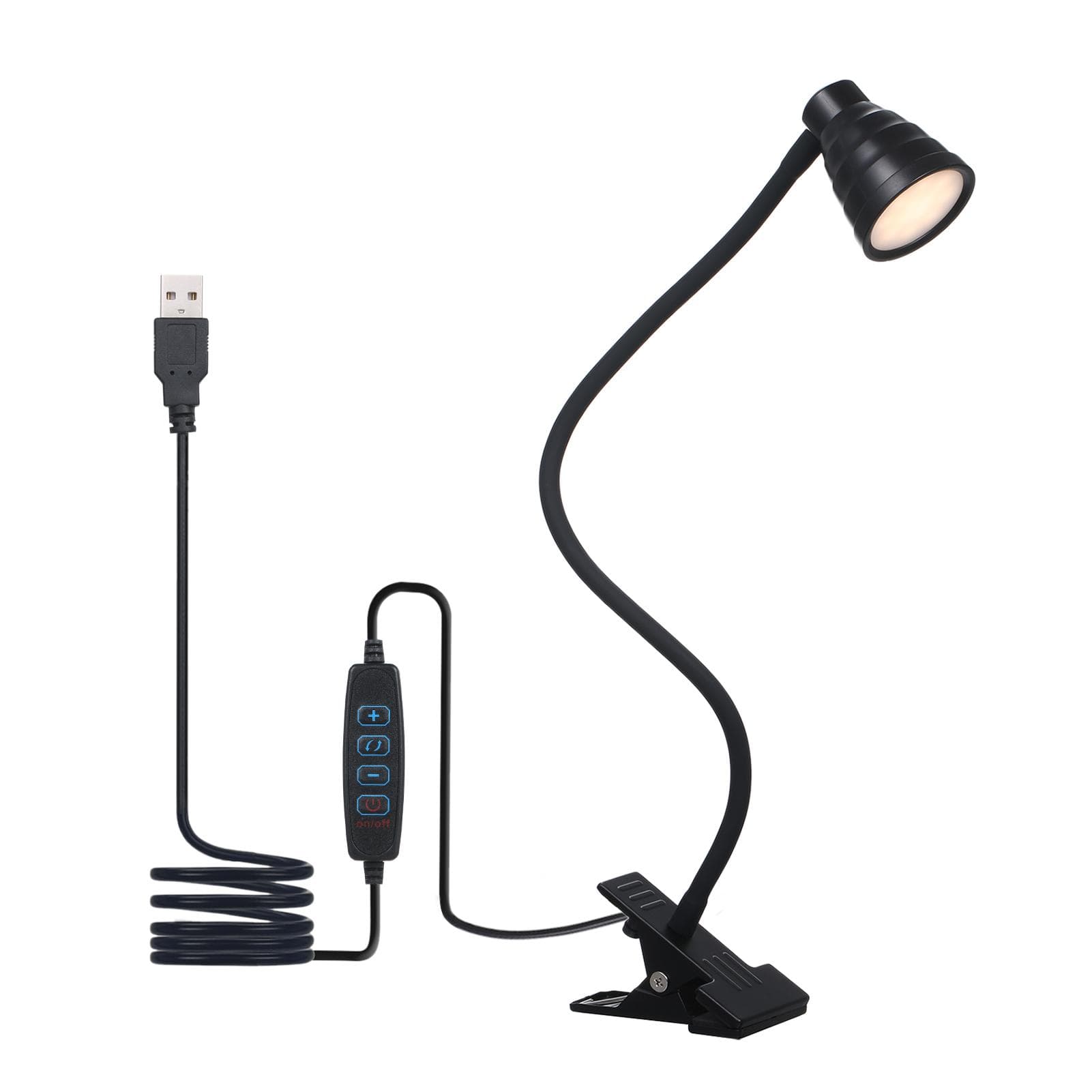 Tomshine 5W 24LEDs Table Desk Lamp Reading Beside Light Clamp CLip Lighting Fixture USB Powered black