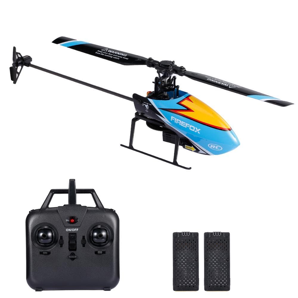 C129 RC Helicopter 4CH Mini Aileronless Helicopter 6-axis Gyro Remote Control Helicopter RC 2 Batteries blue