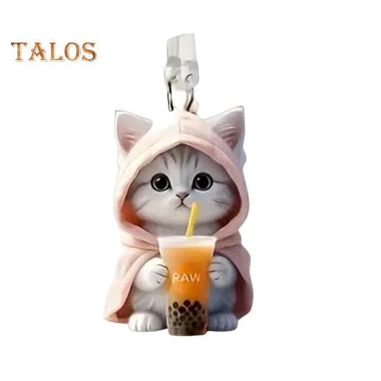 2D Acrylic Dust Plugs Charging Port Protector with Cat Pendant Small Size Universal Easy to Install Mobile Phone Interface Dust Covers Lightning fpr Apple pink