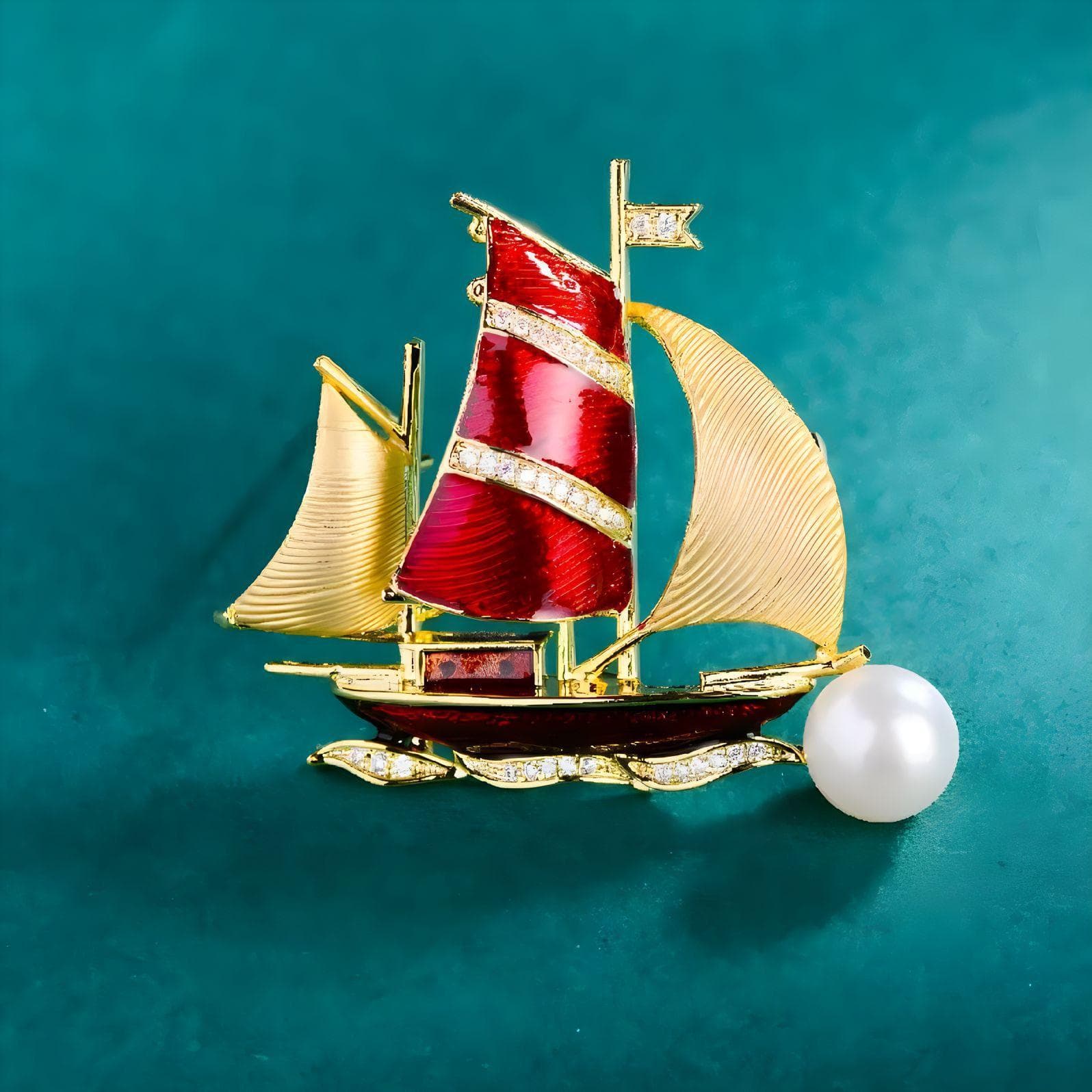 Smooth Sailing, Sailing Brooch, High-End Women'S Exquisite Pearl Corsage, Niche Design Sense, Pin Temperament, Suit Accessories