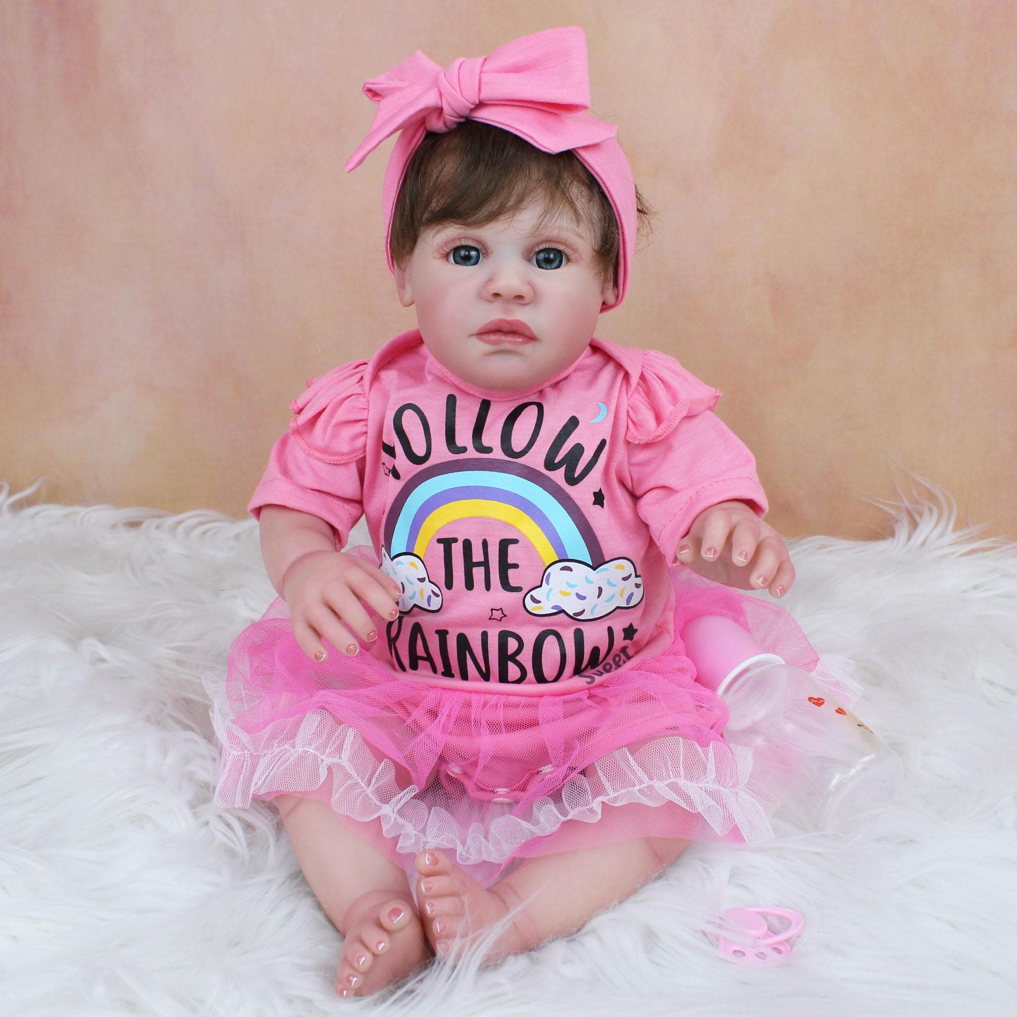 3D Marble Texture Skin Visible Veins 50 CM Soft Silicone Reborn Girl Baby Doll Toy with Cloth Body finished doll