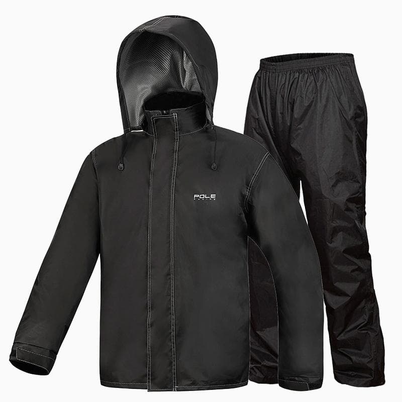 Rain Suit Waterproof Cycling Rain Cover Jacket & Trousers Unisex Hiking Raincoat Pants Rainwear for XL black
