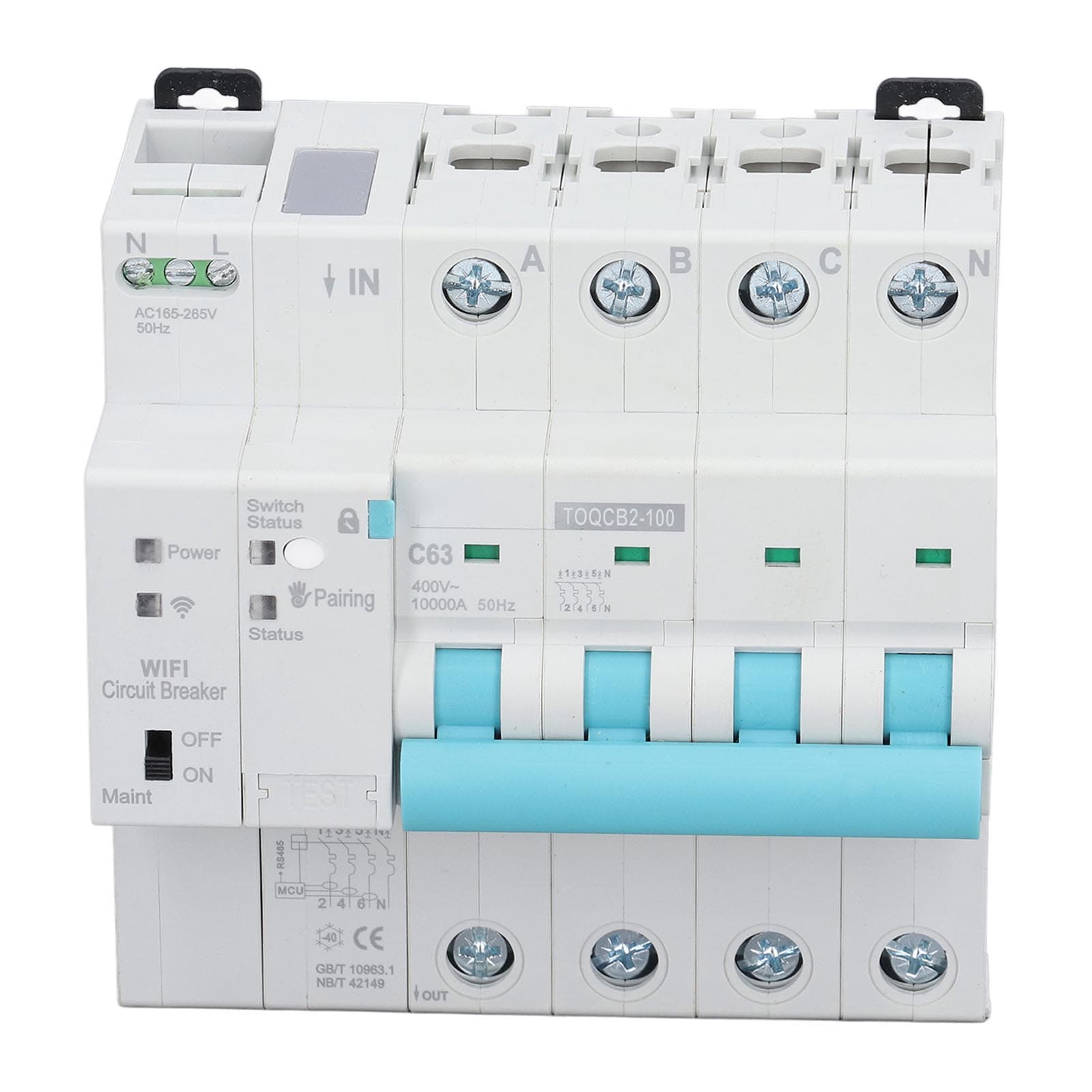 DIN Rail Circuit Breaker Wireless Smart WiFi Switch for Household Appliances 4P 145 to 295V 63A