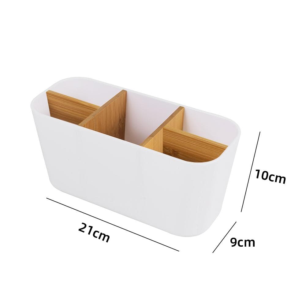 Bamboo Electric toothbrush Holder Razor Makeup Brush Storage Box Toothpaste Toothbrush Stand Bathroom accessories white