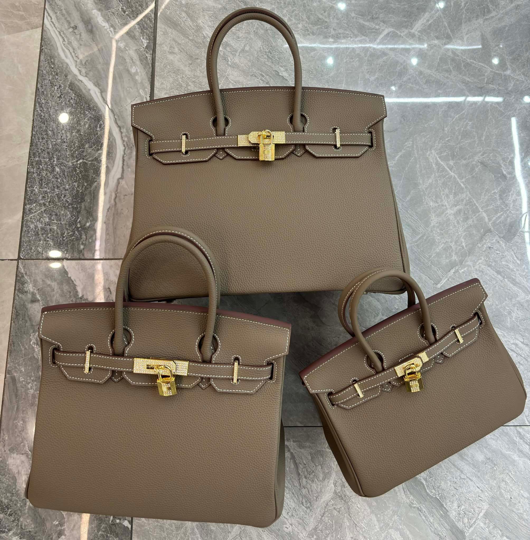 Large-capacity litchi pattern togo gold and silver diamond genuine leather top-grain cowhide fashionable and versatile single-shoulder handbag 25x14x19cm khaki