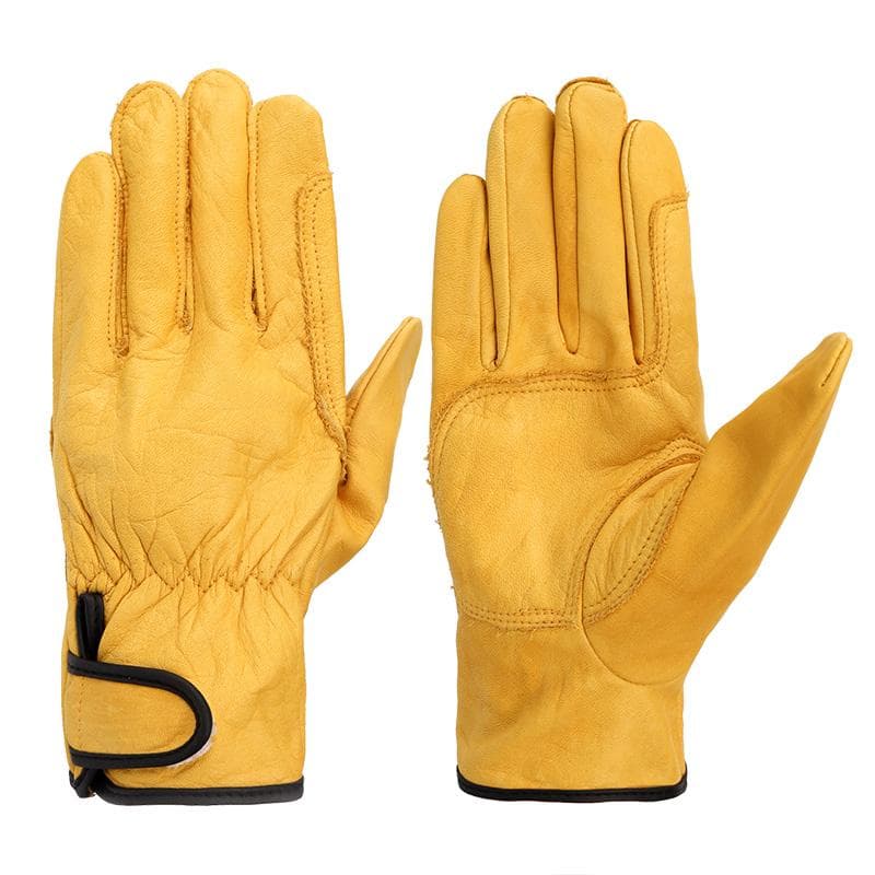 Cowhide Rock Climbing Sport Safety Protection Leather Glove Driving Grinding Welding Multipurpose Working Gloves 527NP XXL yellow
