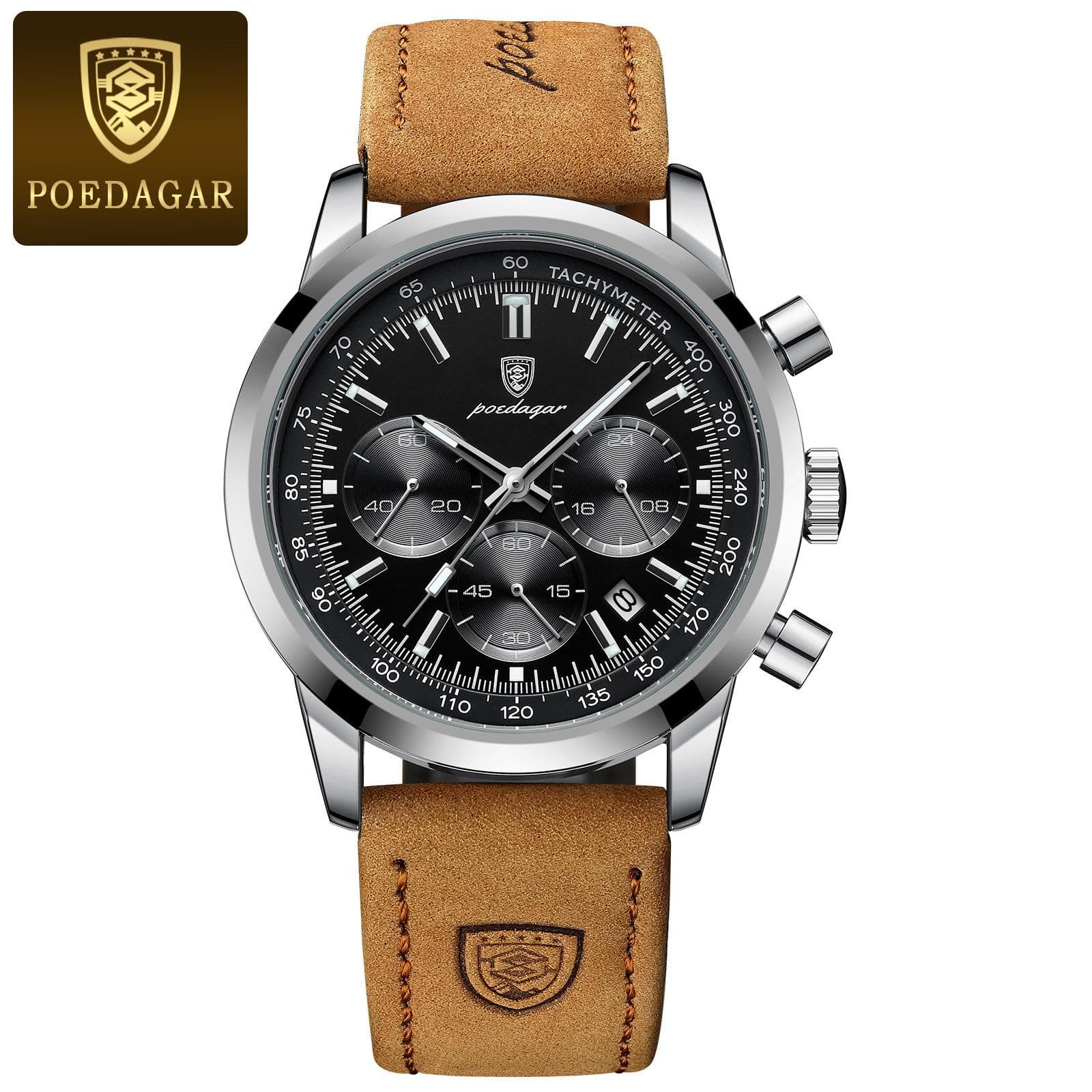 Luxury Man Watch High Quality Waterproof Chronograph Luminous Men's Wristwatch Leather Men Quartz Watches Casual Clock black
