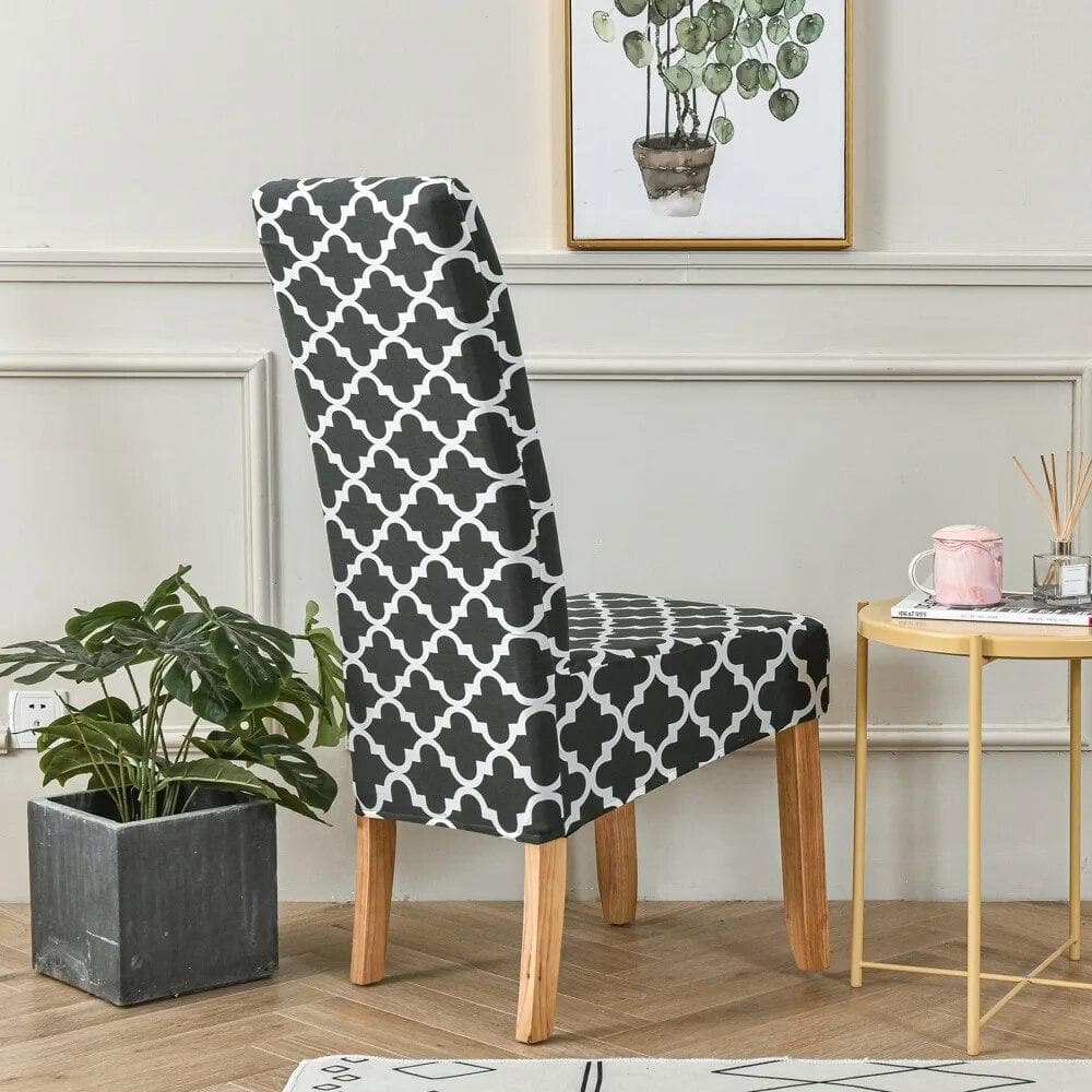 XL Size Dinning Chair Cover Floral Print Big Size Stretch Long Back Chair Cushion Furniture Protection Anti-dust Seat Cover 1pcs