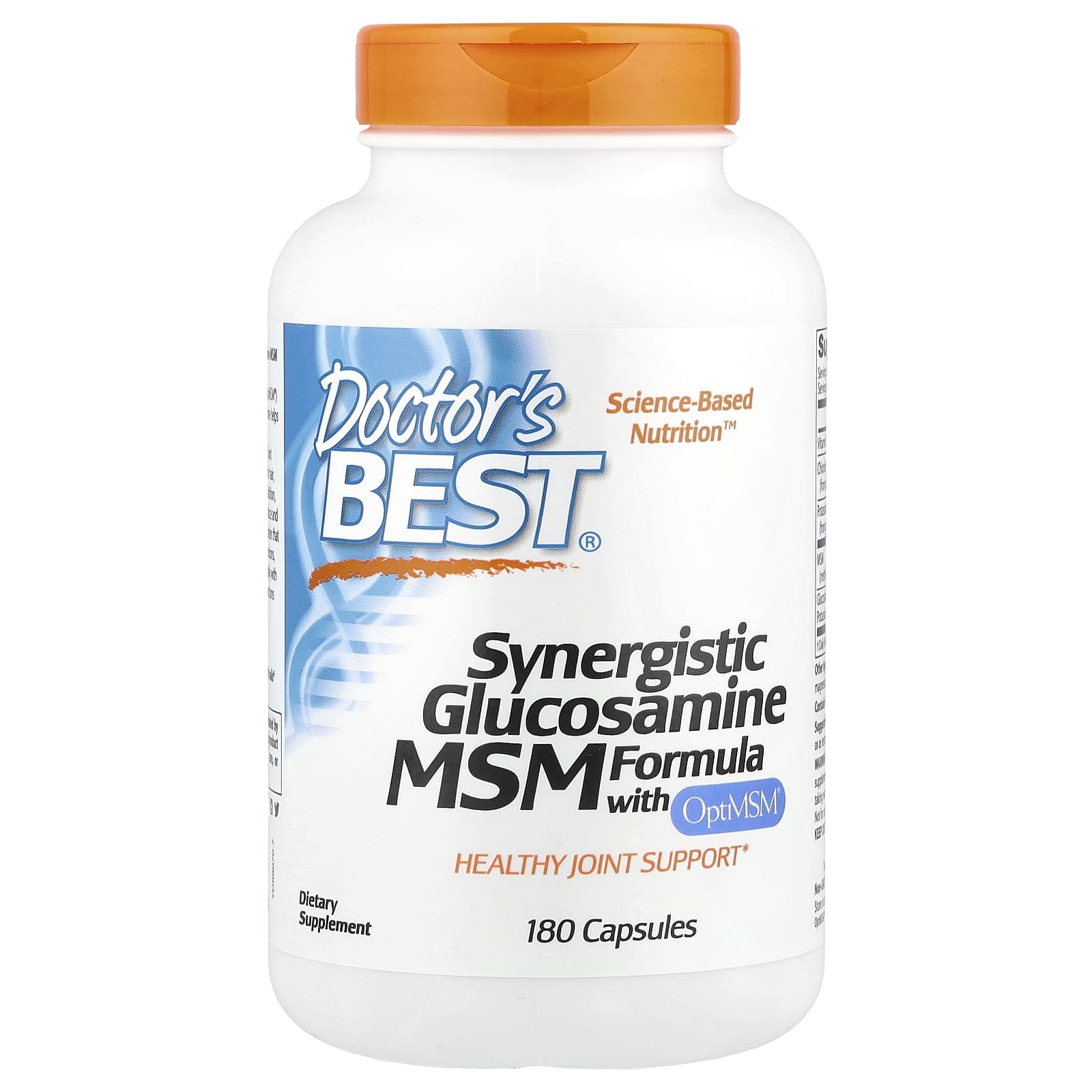 Doctor's Best, glucosamine MSM formula with synergistic effects with OptiMSM®, 180 capsules