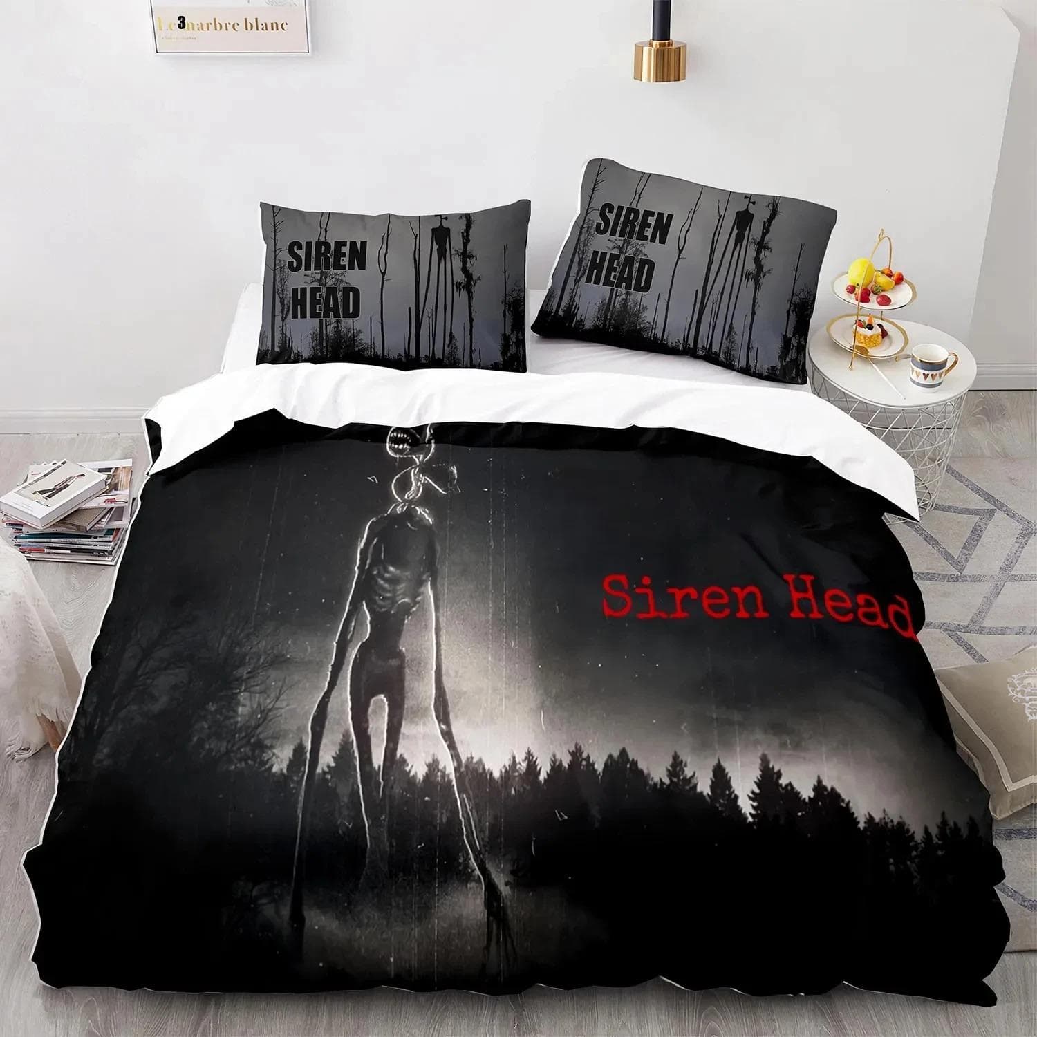 Siren Head Bedding Set Single Twin Full Queen King Size Siren Head Bed Set Aldult Boys Bedroom Duvetcover Sets 3D Print 200x200 70x133cm 2pcs