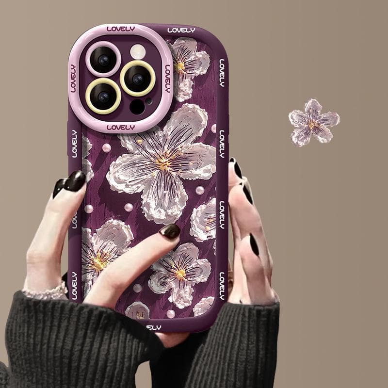 Oil Painting Flowers Suitable for Apple 15pro Mobile Phone Case Iphone14plus Silicone Puff 13 Full Cover Anti-fall 16 iPhone SE (2nd Generation)