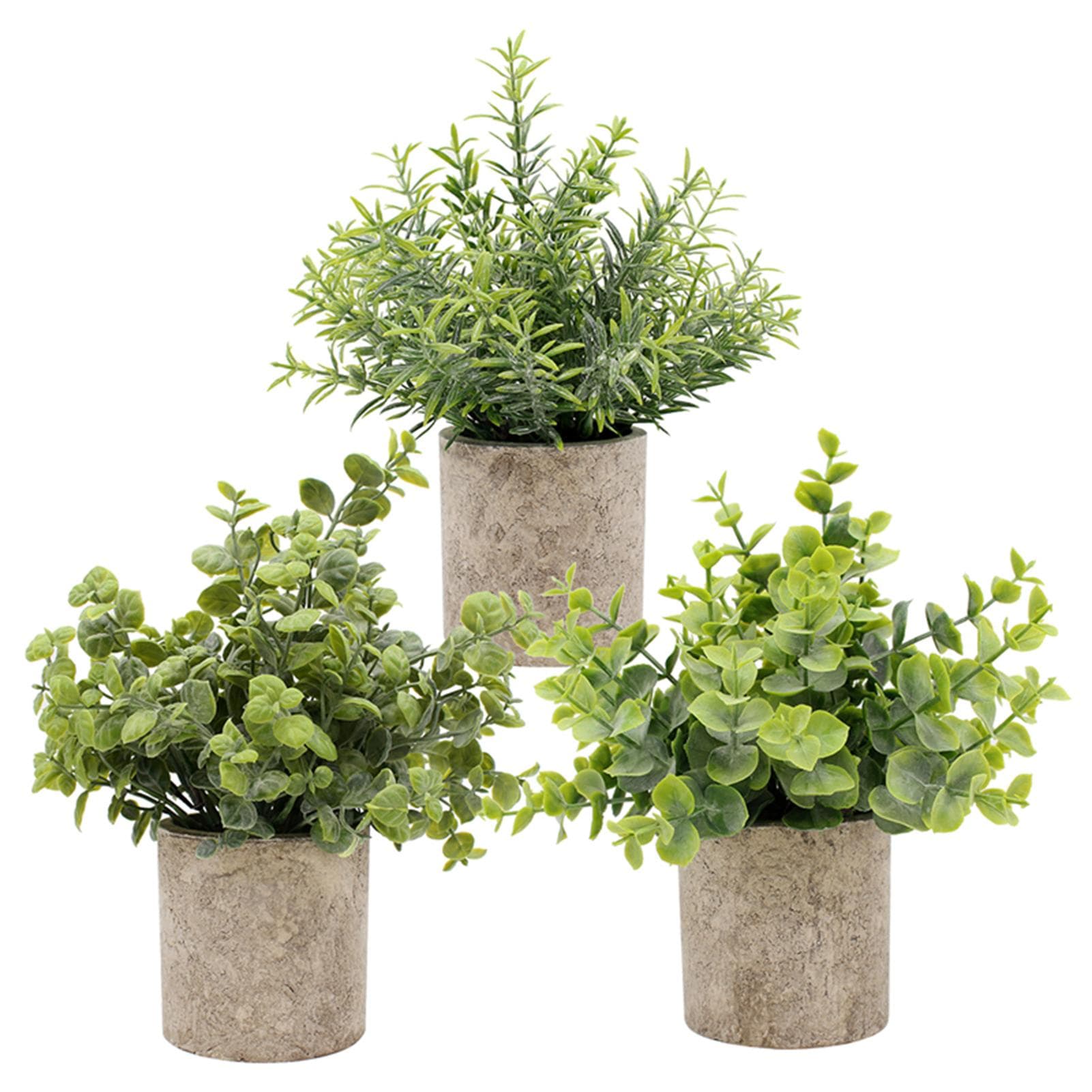 3pcs Potted Artificial Plant Fake Green Grass Leaves Artificial Simulation Plants Sets for Home 3 pack