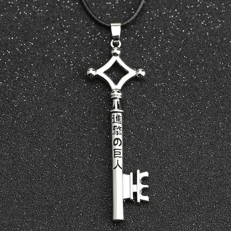 Attack on Titan Necklace Eren Key Shingeki No Kyojin Pendant Fashion Vintage Retro Anime Jewelry for Men Cosplay silver