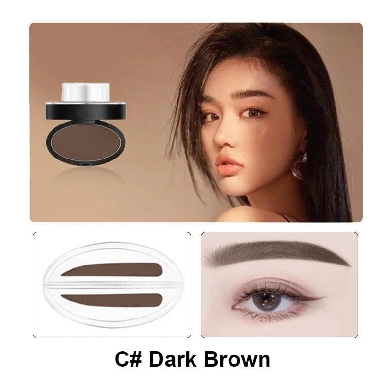 Eyebrow Powder Stamp Tint Stencil Kit Cosmetics Professional Makeup Waterproof Eye Brow Stamp Eyebrow Enhancers Stencil Kit type C dark brown
