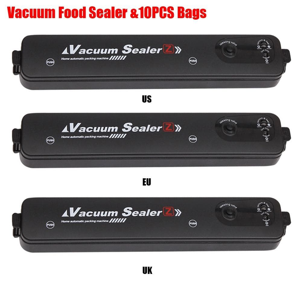 Electric Food Vacuum Sealer Home Kitchen Sealer Packaging Machine (with 10 Storage Bags) EU plug&10PCS Bags