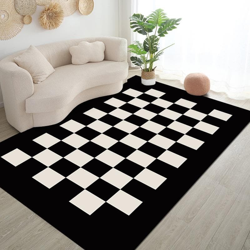 Simple Checkerboard Living Room Carpet Dirty-resistant Bedroom Decor Floor Mat Washable Sofa Coffee Table Rugs Kitchen Doormats 40x60cm