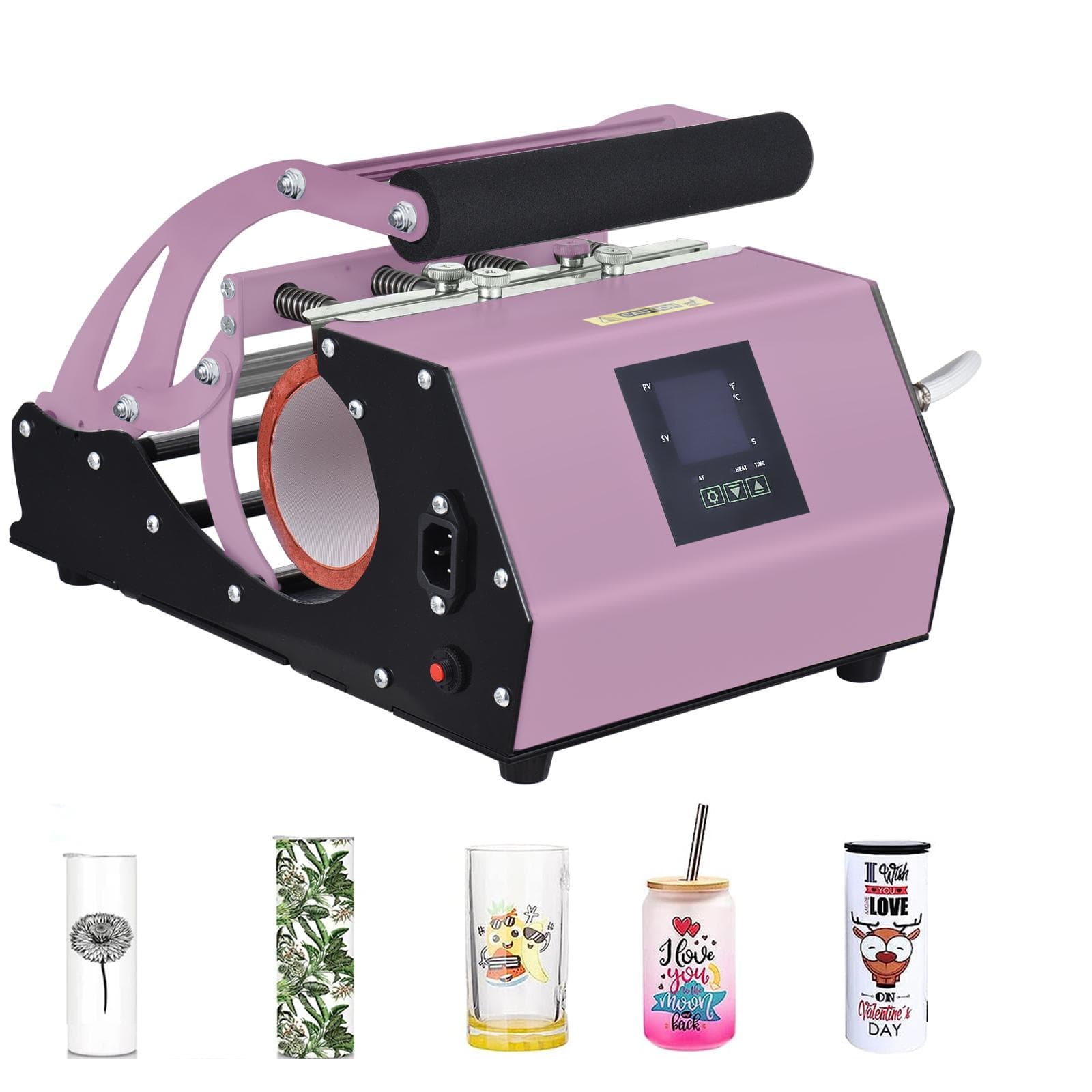 220V Tumbler Heat Press Machine for 11oz-20oz Sublimation Straight Blank Skinny Tumblers Mugs Glass AU pink