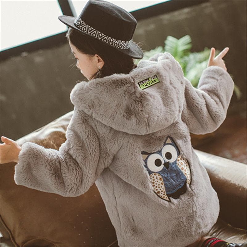 Children's Clothing Girls' Winter Clothing Fur Sweaters Cotton Jackets with Thick Velvet Coats 160