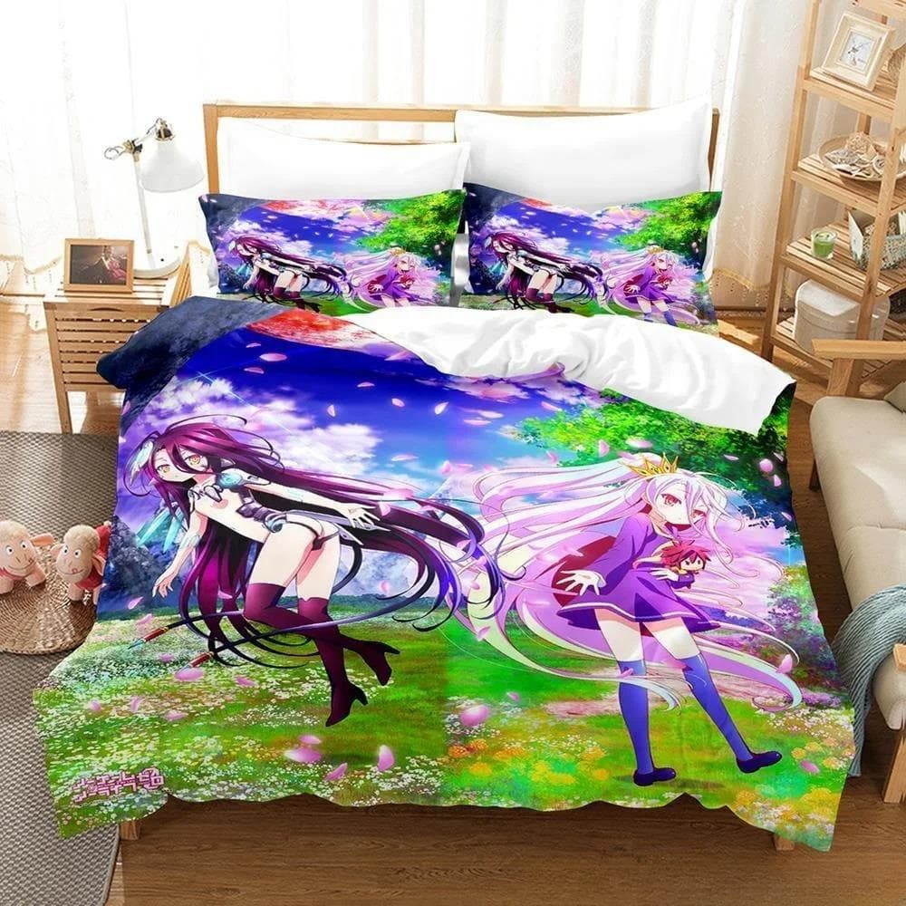 New 3D Printing Kawaii Girls bedding No Game No Life Bedding Set Cartoon Anime three-piece set Adult Kid Bedroom Duvetcover Sets 70x133cm 2pcs