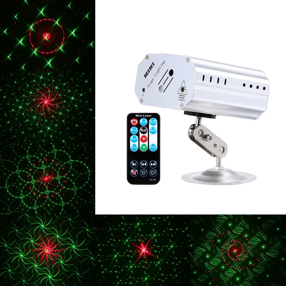 AC100-240V 1W Mini Stage Lamp Lighting Fixture Supported Sound-activated/ Auto-run/ Remote Control US Plug