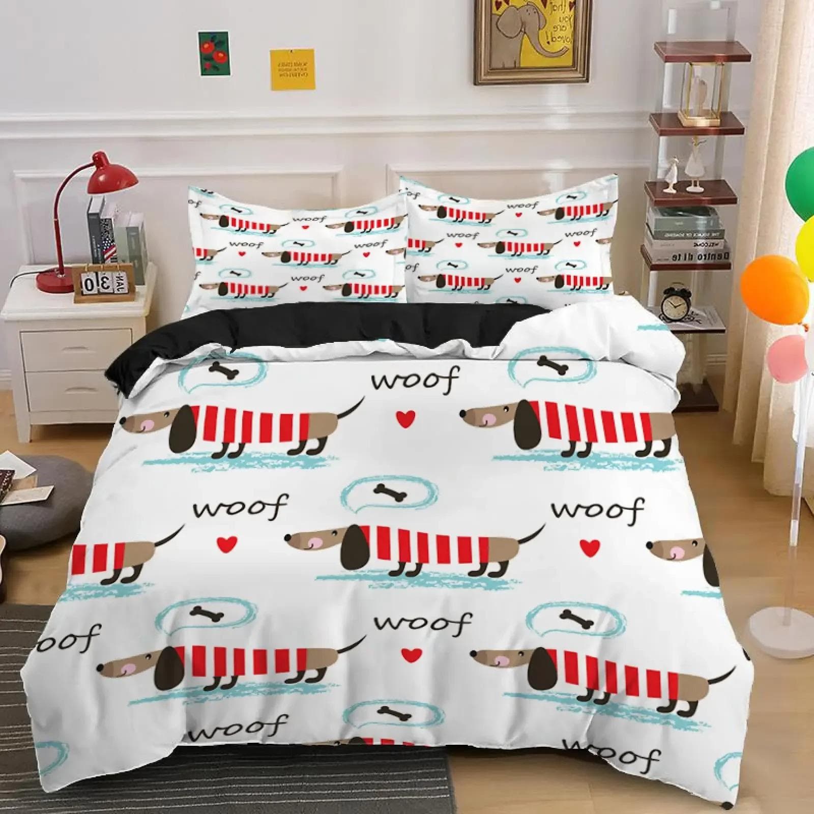 Dachshund Duvet Cover Set Cartoon Style Dachshunds King Size Bedding Set for Dog Lovers Kids Teens 23pcs Twin Comforter Cover 70x133cm 2pcs