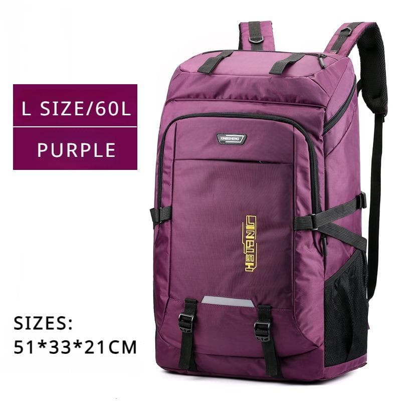 Classic Popular 60L/80L Large Capacity Travel Backpacks Unisex Camping Bag Outdoor Wear-resistent Mountaineering Bag College Student Sports School Bag L purple