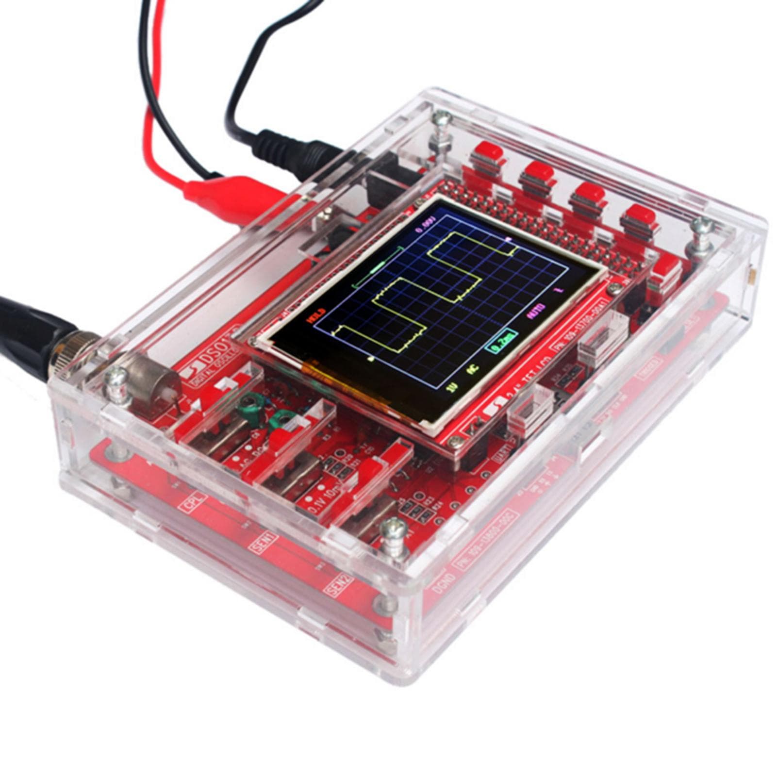 Oscilloscope Kit 2.4 Inch TFT Handheld Pocket-Size Digital Oscilloscope with Protective Case and red