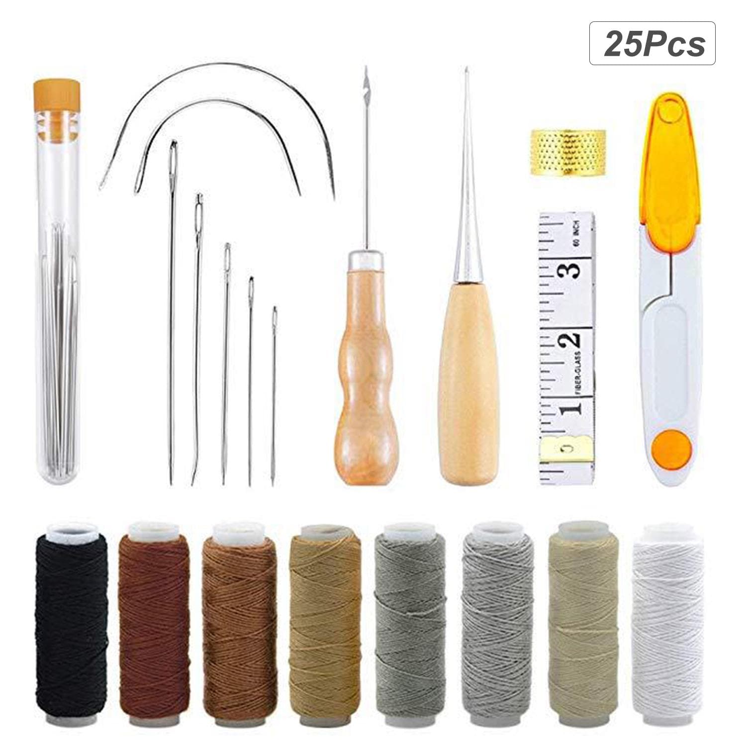 31Pcs Leather Waxed Thread Craft Tool DIY Sewing Accessories Leather Hand Sewing Needles for multicolour