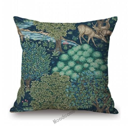 Classic UK Design William Morris Walter Crane Animal Pattern Hare Peacock Fox Rabbit Forest Blue Sofa Pillow Case Cushion Cover 450mm*450mm
