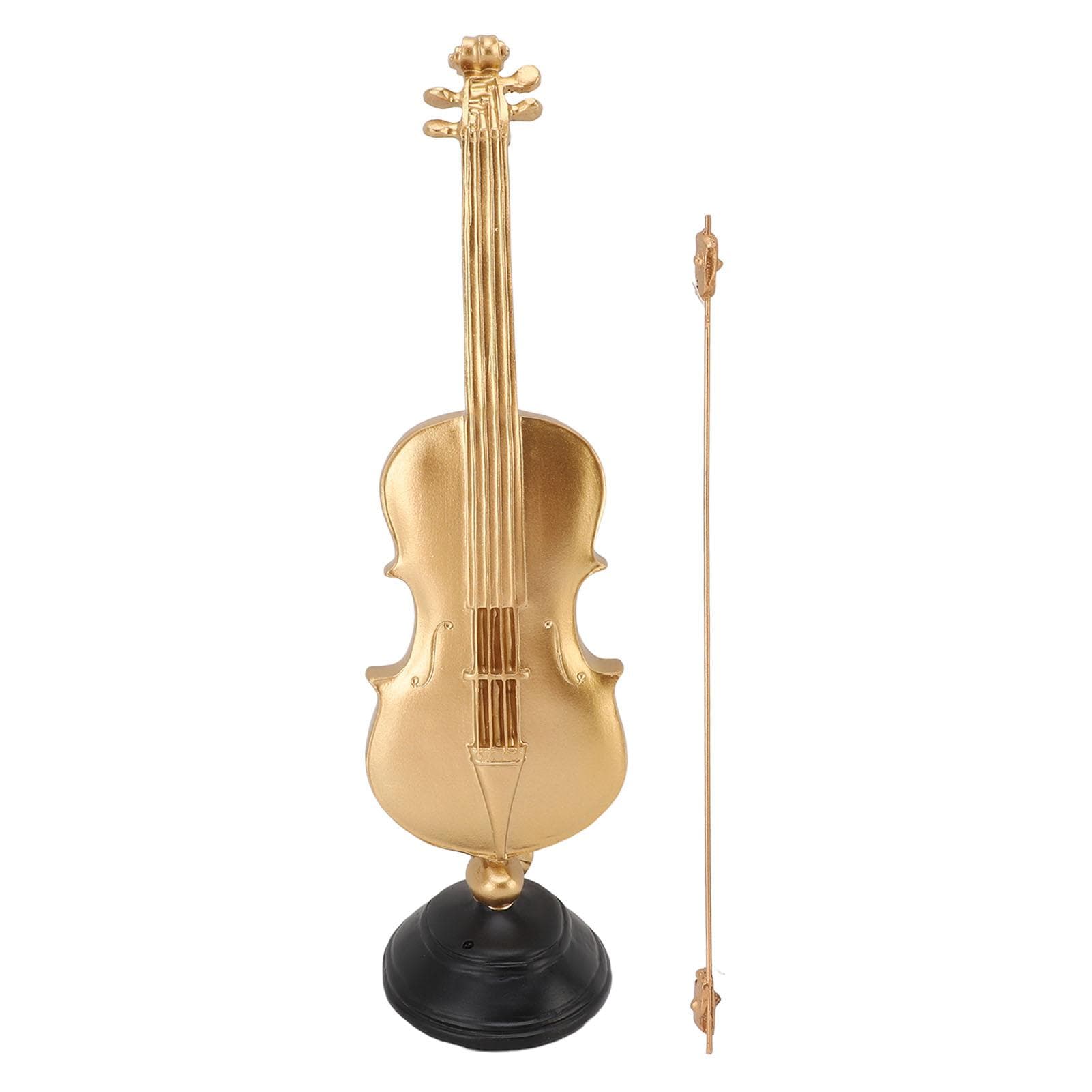 14.17 X 3.94 X 3.82in Violin Figurine Golden Violin Craft Music Art Decor for Home Office Desk