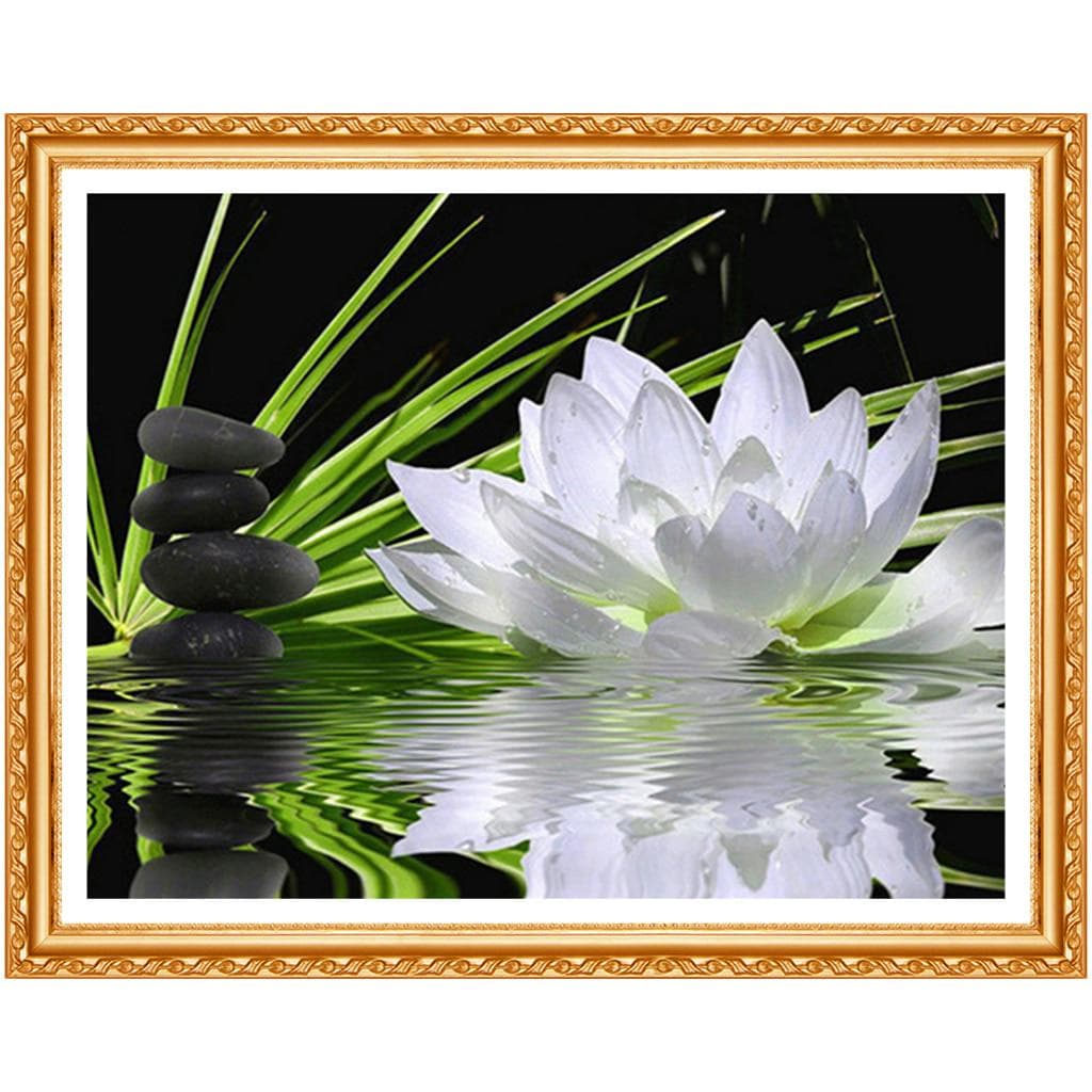 DIY Diamond Embroidery Flowers Diamond Painting Full Round Embroidery Cross Stitch Lotus Diamonds 20X30CM