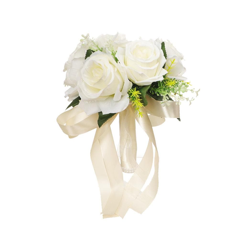 Wedding Bouquet Bride Bridal Bouquets Bridesmaid Bouquet Flowers Artificial Rose Bridal Holding Flowers white