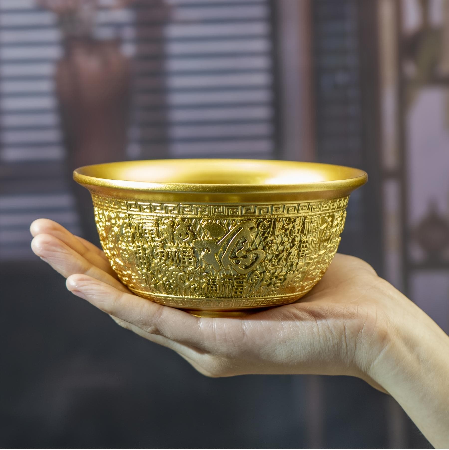 Brass Collectible Figurine Prayer Bowl Momofuku Jar Brass Handicrafts Corset Fortune Momofuku Cup Copper Jar Decoration gold