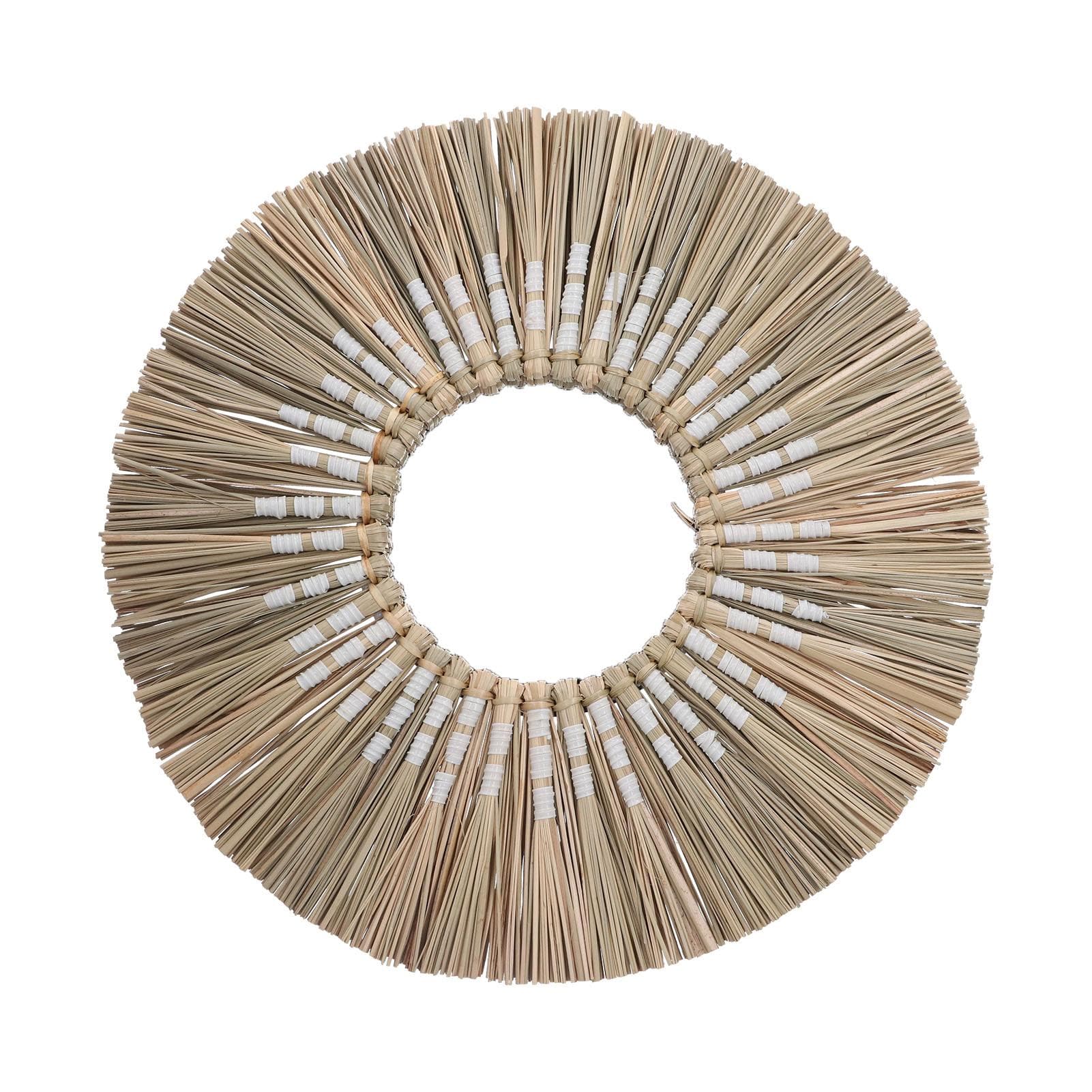 Wall Mirror Make Up Tapestry Decorative Grass Woven Round Hanging Wall Ornament for Bedroom Living