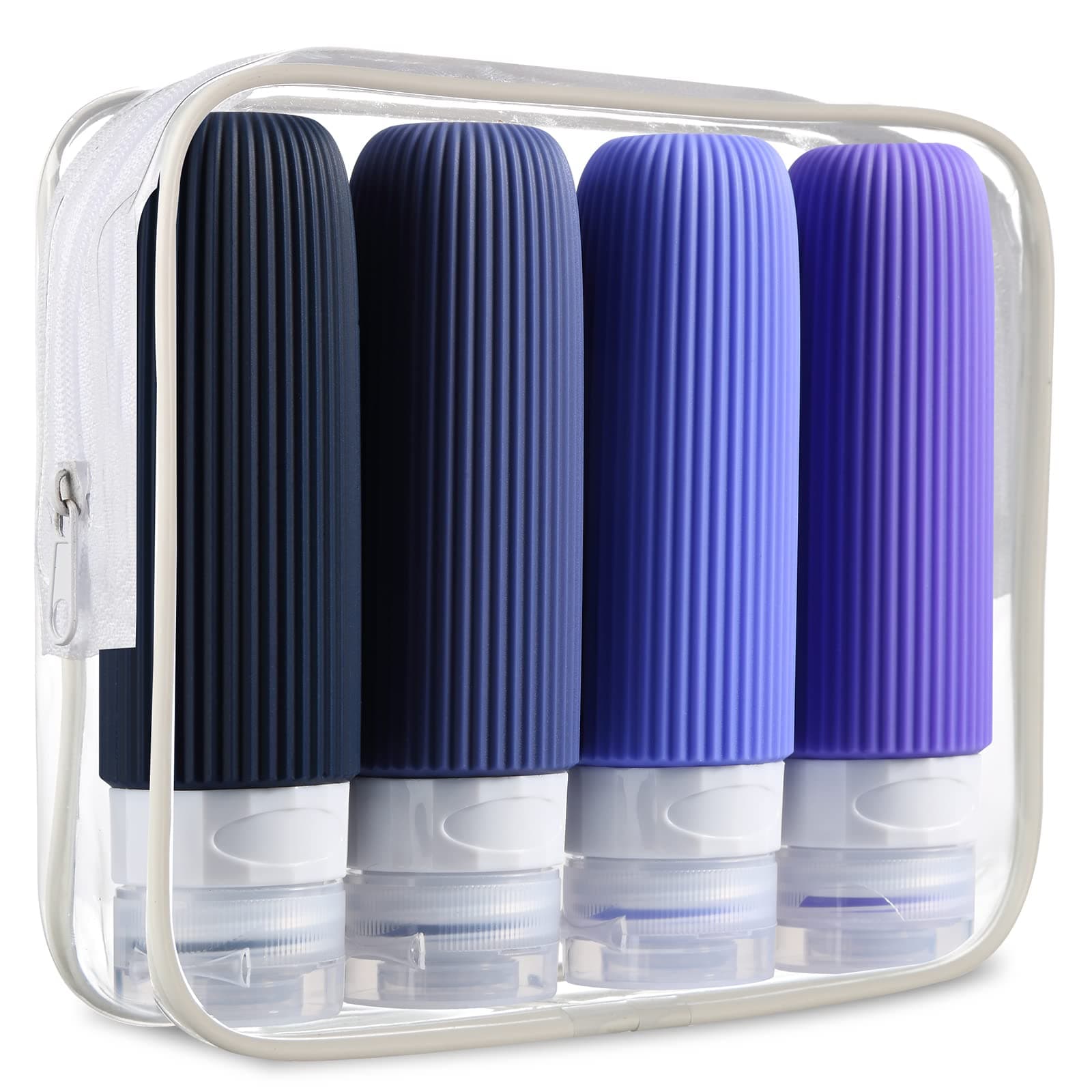 4Pc Silicone Travel Essentials Bottle Set of Bottles Refillable Accessories Tsa Approved Portable BPA Free Leak Proof Squeezable