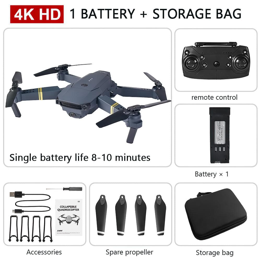 2024 New E58 RC Drone Professional HD 4K/1080P Wifi Wide Angle Camera Aerial Photography Quadcopter Folding 360 Degree Selfie RC Toy single camera 1 battery black