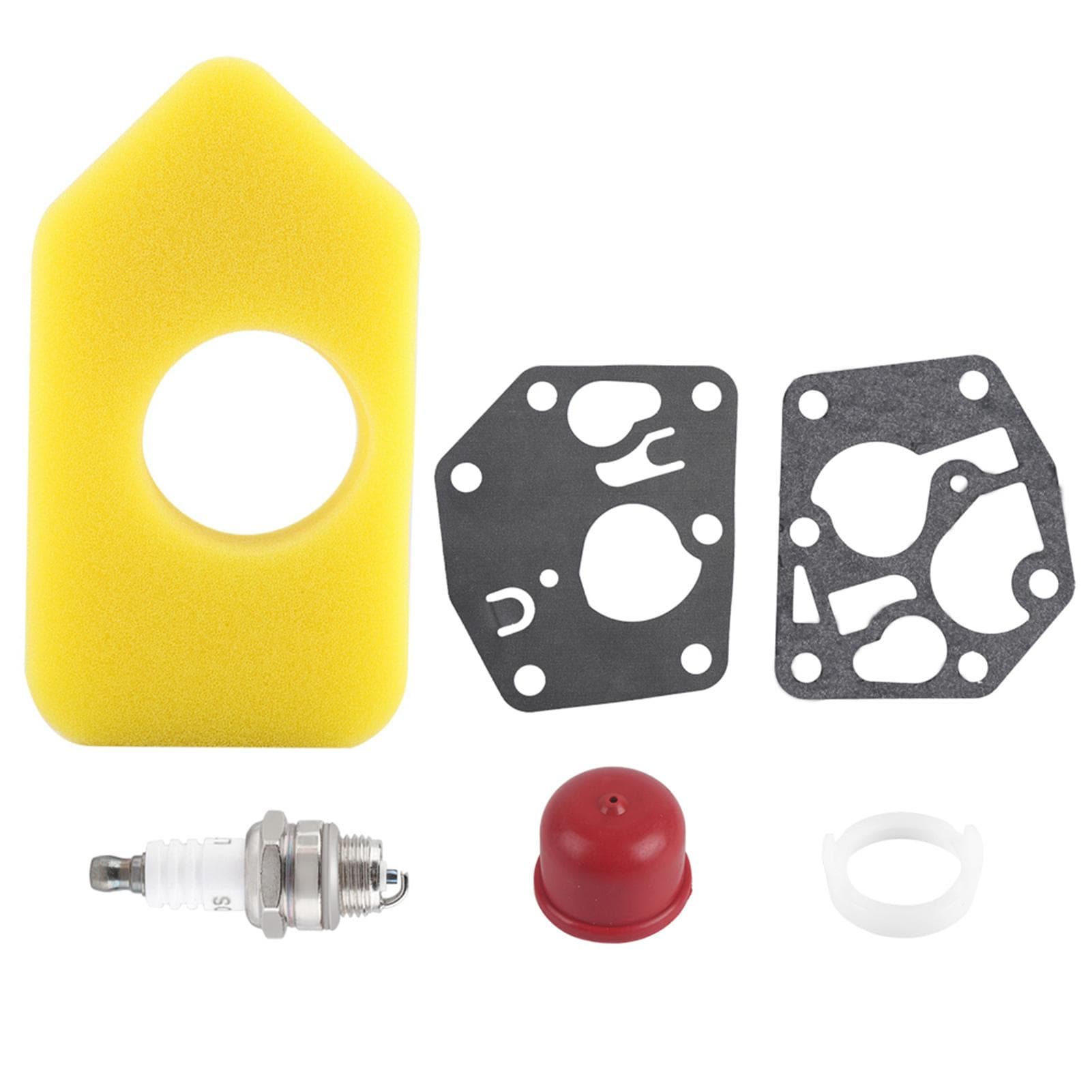 Carburetor Diaphragm Gasket Air Filter Spark Plug Kit for Briggs & Stratton Many Small Engines white