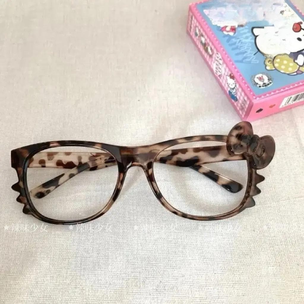 Pink Leopard Glasses Frame Retro Y2k Eyeglass Frames Anime Cosplay Decorative Accessories Without Lenses Fashion Girls Gifts