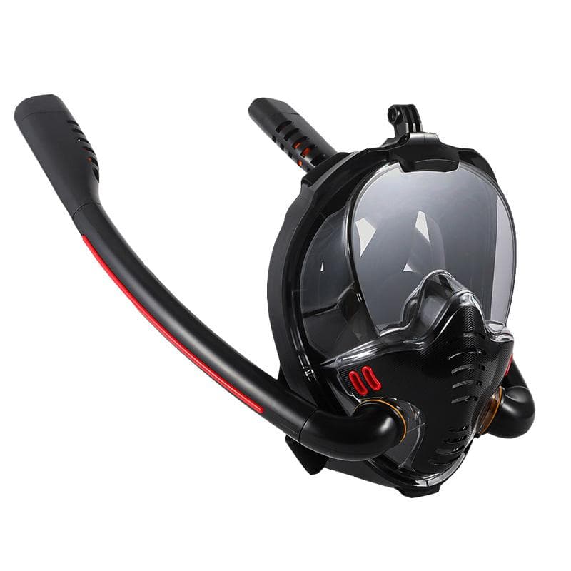 New New Version Upgrade Double TubeFoldable Anti Fog Fully Dry Diving Mask Swimming Detachable Dry Snorkeling Full Face Mask Set Scuba Diving Mask S/M black