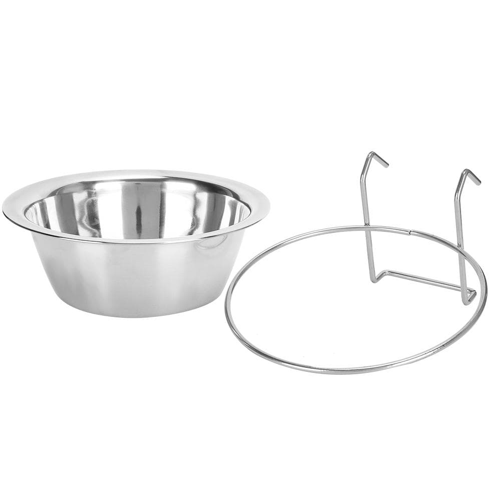 Pet Dog Cat Stainless Steel Hanging Type Bowl Durable Water Food Pot Hanging on Cage with Fixed