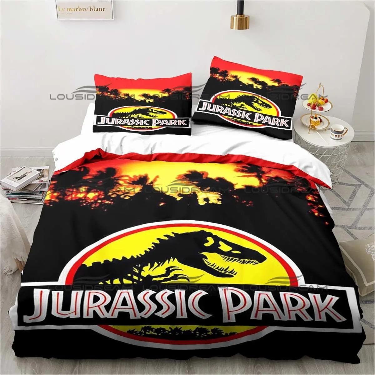 Jurassic Park Bedding Dinasours Twin Bedding Set 3 Piece Comforter Set Bed Duvet Cover Double King Cover Home Textile US Twin 173x218cm