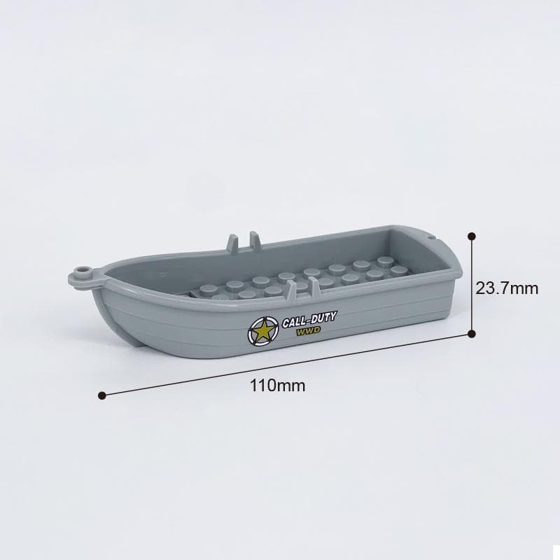 Soldiers Marines Camouflage Boat Military Building Blocks Minifigure Accessories DIY Toys Mini Rubber Dinghy Boat Model Brick Toys for Kids grey