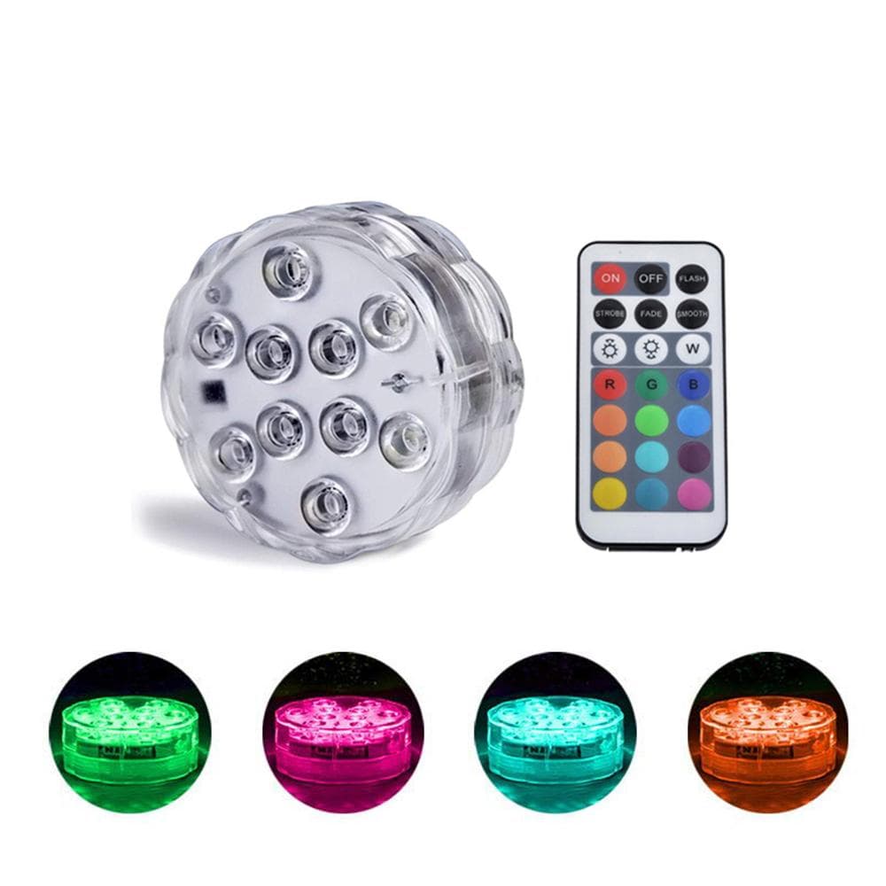 LED Lights with Remote Waterproof Led Lights Pad Battery Operated for Aquarium Hot Tub Pond Pool Base Vase Garden Wedding Party